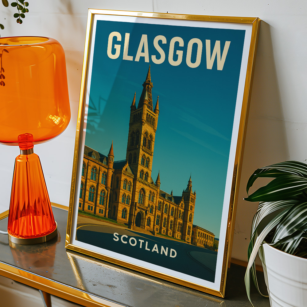 Alternative view of GLASGOW UNIVERSITY MINIMALIST TRAVEL POSTER