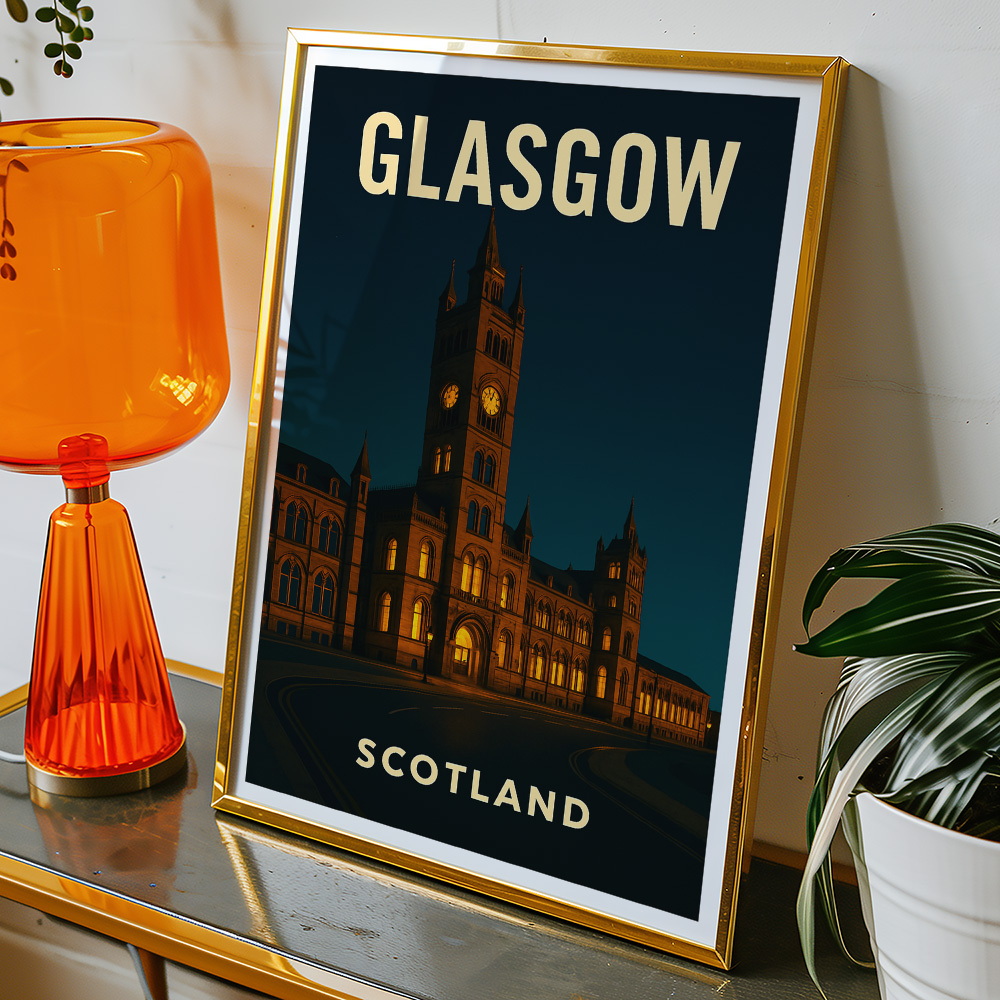 Alternative view of GLASGOW AT NIGHT MINIMALIST TRAVEL POSTER