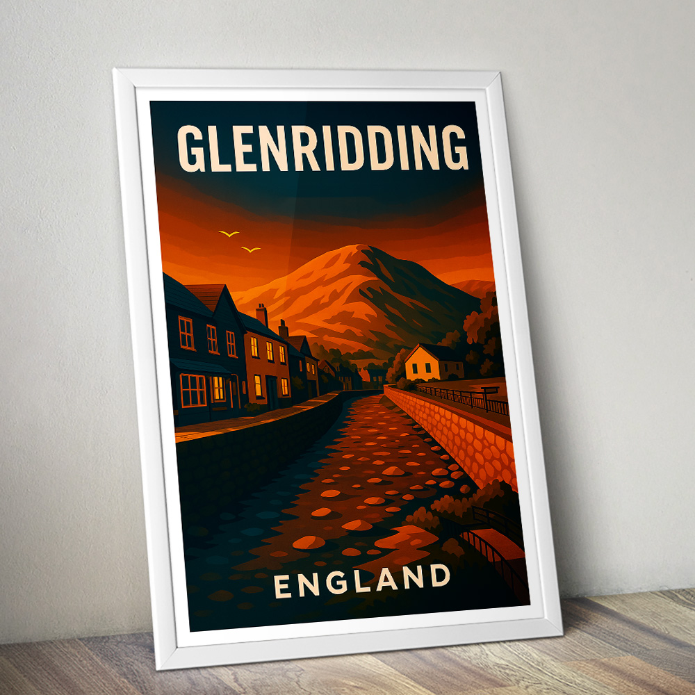 GLENRIDDING LAKE DISTRICTAT SUNSET MINIMALIST TRAVEL POSTER NORTH WEST