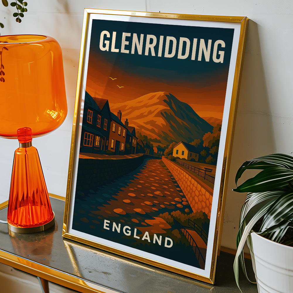 Alternative view of GLENRIDDING LAKE DISTRICTAT SUNSET MINIMALIST TRAVEL POSTER NORTH WEST