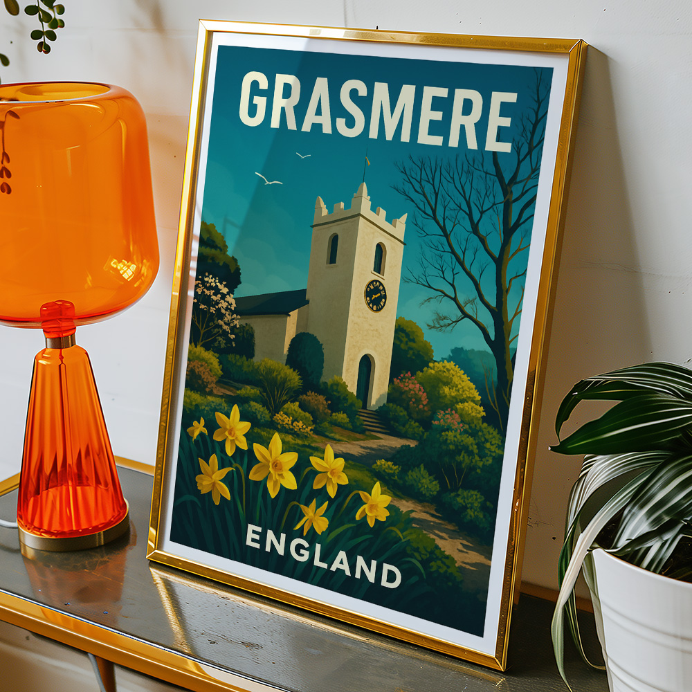 Alternative view of GRASMERE LAKE DISTRICT MINIMALIST TRAVEL POSTER NORTH WEST
