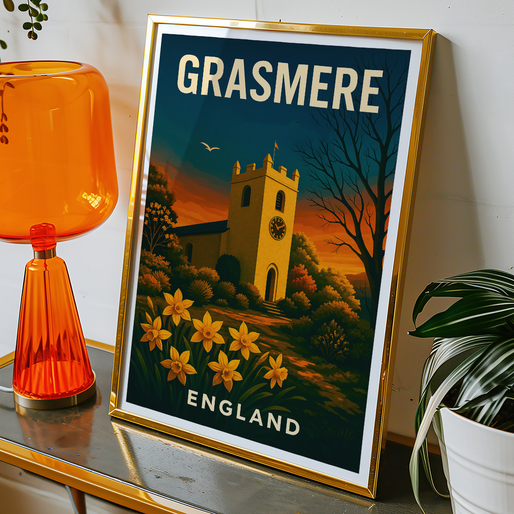 Alternative view of GRASMERE LAKE DISTRICT SUNSET MINIMALIST TRAVEL POSTER NORTH WEST