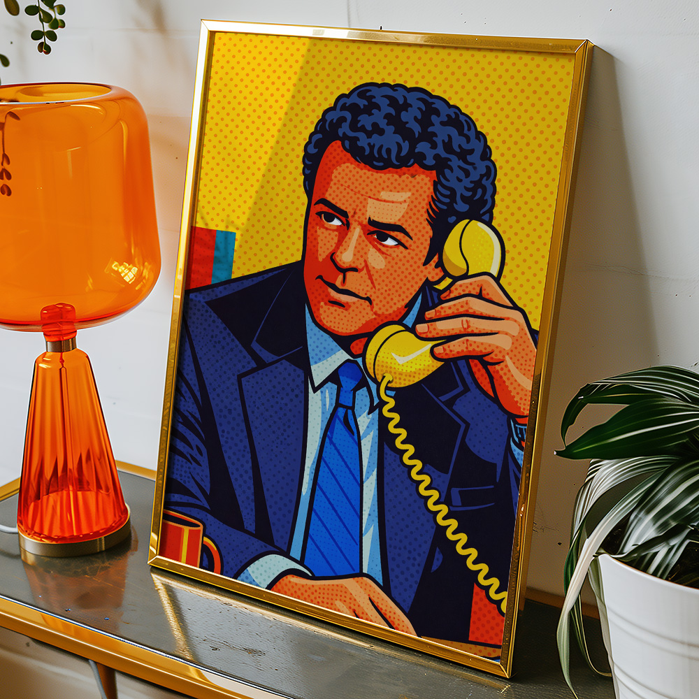 HOME AND AWAY DONALD FISHER NO THE PHONE MAXIMALIST POP ART STYLE POSTER