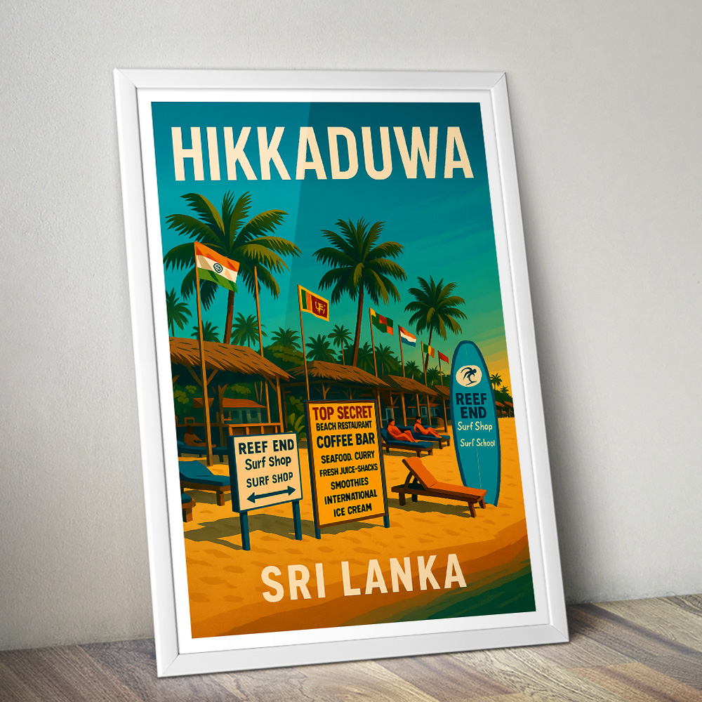 HIKKADUWA BEACH MINIMALIST TRAVEL POSTER