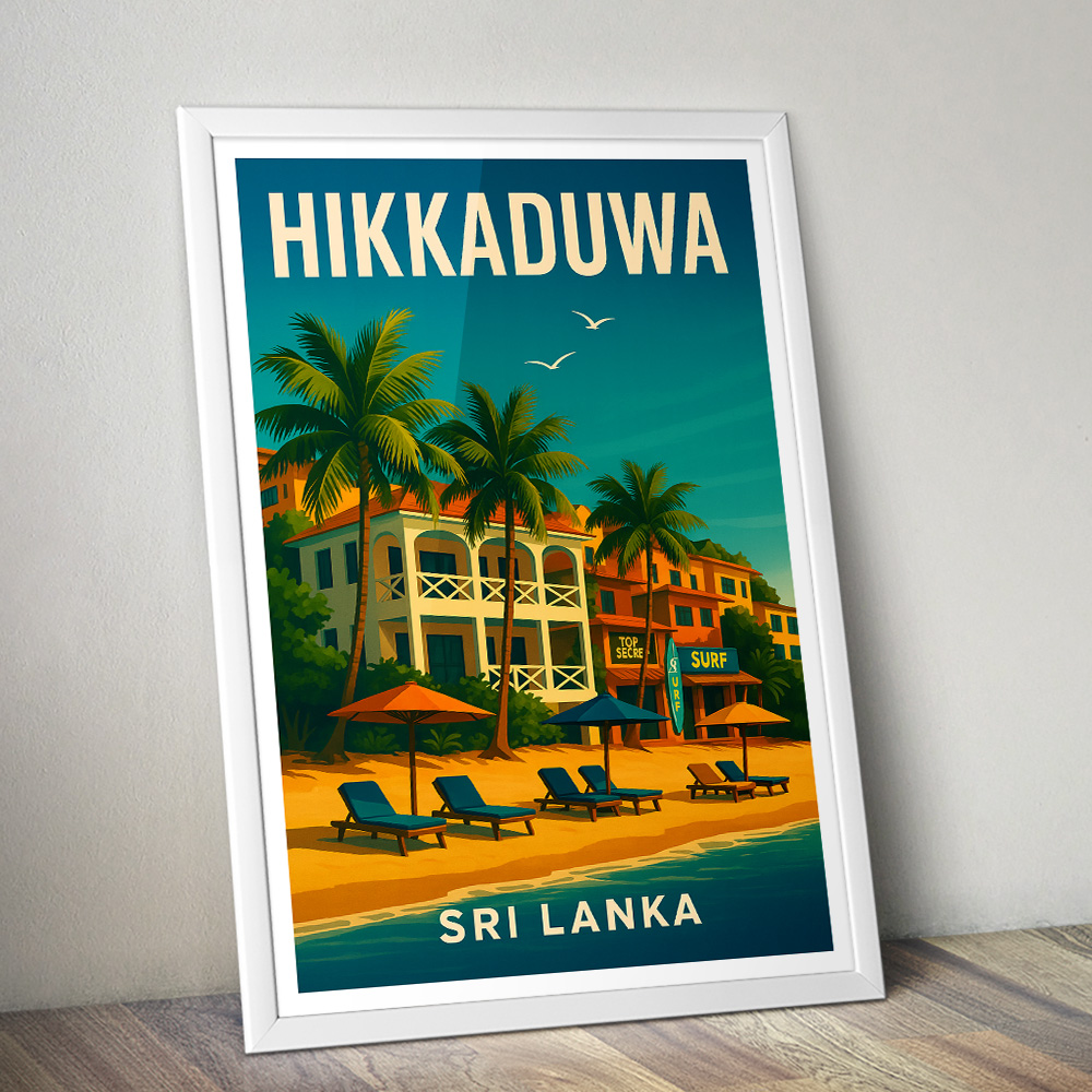 HIKKADUWA BEACH PARADISE MINIMALIST TRAVEL POSTER