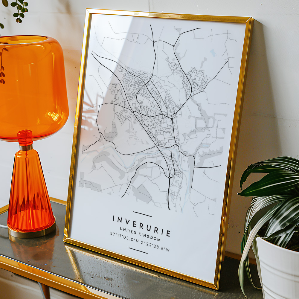 Alternative view of INVERURIE MINIMALIST CITY MAP POSTER