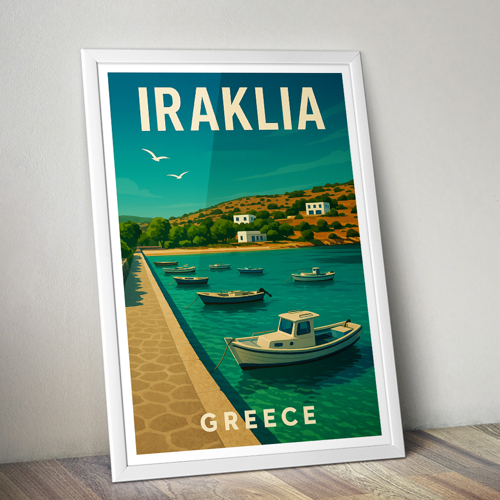 IRAKLIA HARBOUR GREECE MINIMALIST TRAVEL POSTER