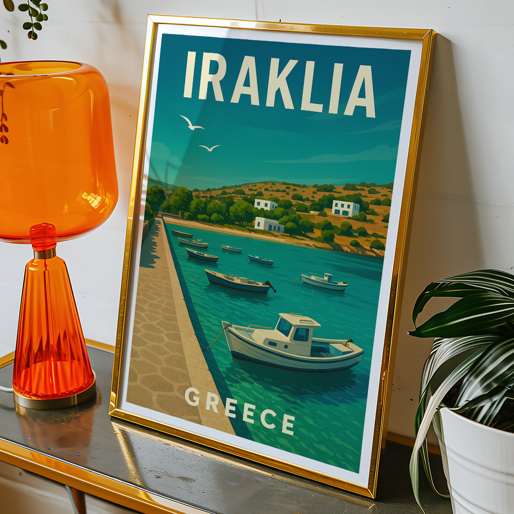 Alternative view of IRAKLIA HARBOUR GREECE MINIMALIST TRAVEL POSTER
