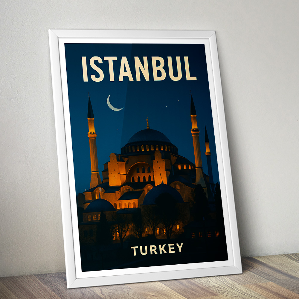 ISTANBUL HAGIA SOPHIA AT NIGHT MINIMALIST TRAVEL POSTER