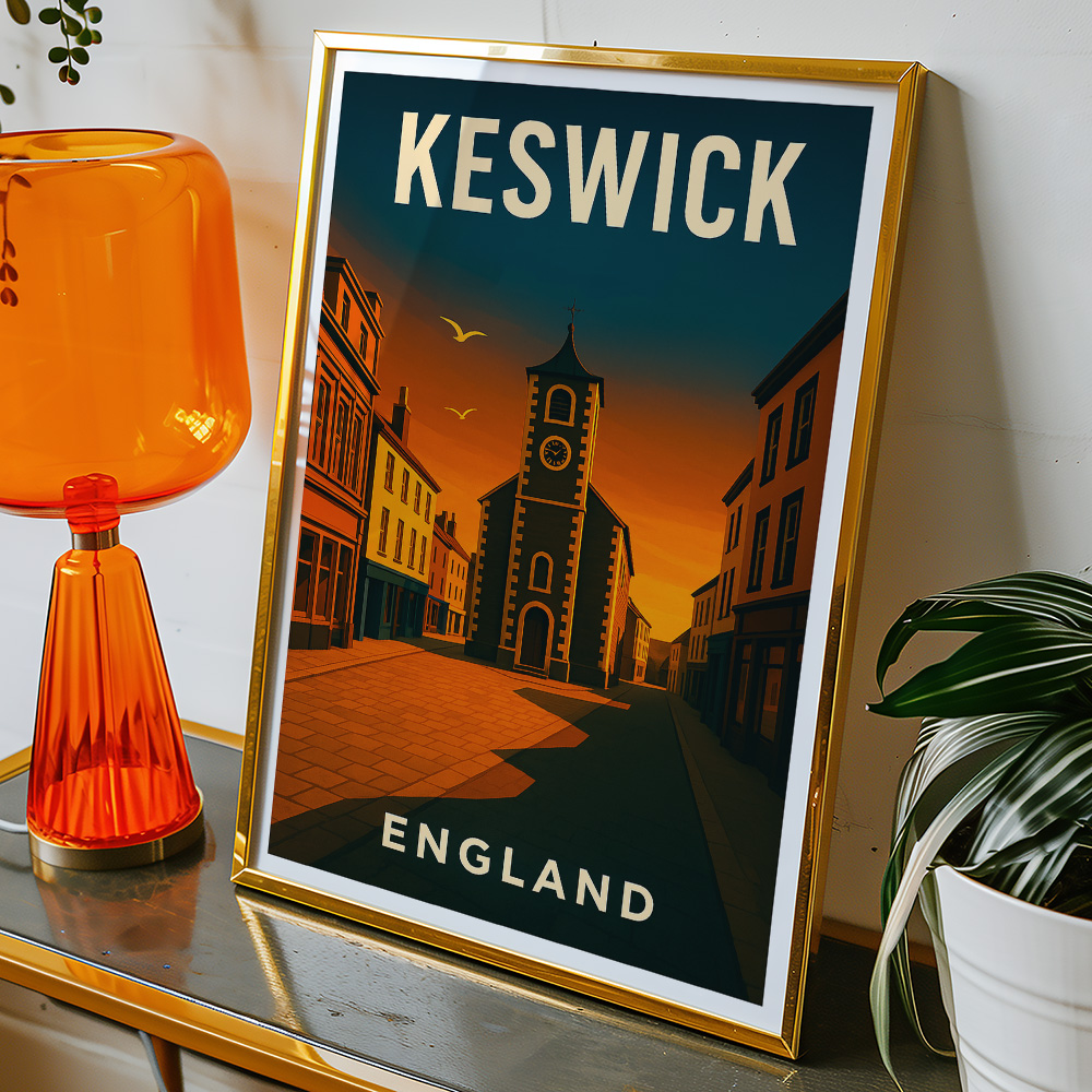Alternative view of KESWICK LAKE DISTRICT AT SUNSET MINIMALIST TRAVEL POSTER NORTH WEST
