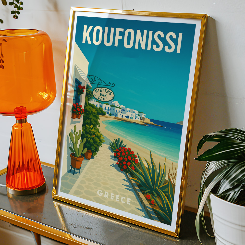 Alternative view of KOUFONISSI CAFE GREECE MINIMALIST TRAVEL POSTER