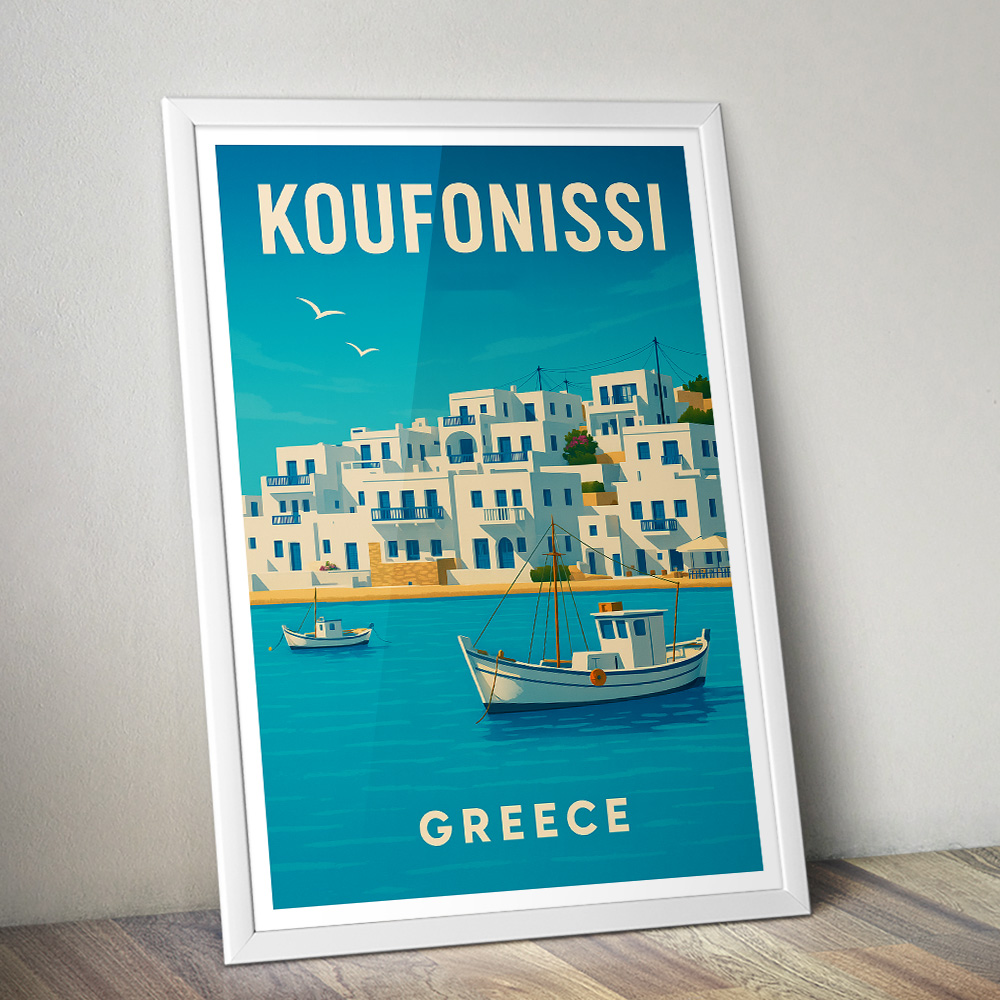 KOUFONISSI ISLAND GREECE MINIMALIST TRAVEL POSTER
