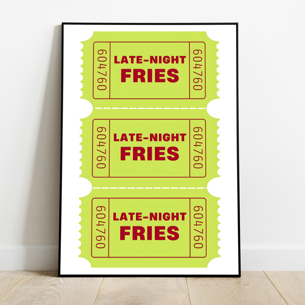 LATE NIGHT FRIES TICKET BOLD AND MAXIMALIST POSTER