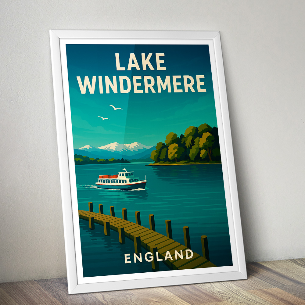 LAKE WINDERMERE MINIMALIST TRAVEL POSTER NORTH WEST