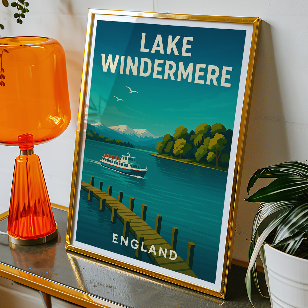 Alternative view of LAKE WINDERMERE MINIMALIST TRAVEL POSTER NORTH WEST