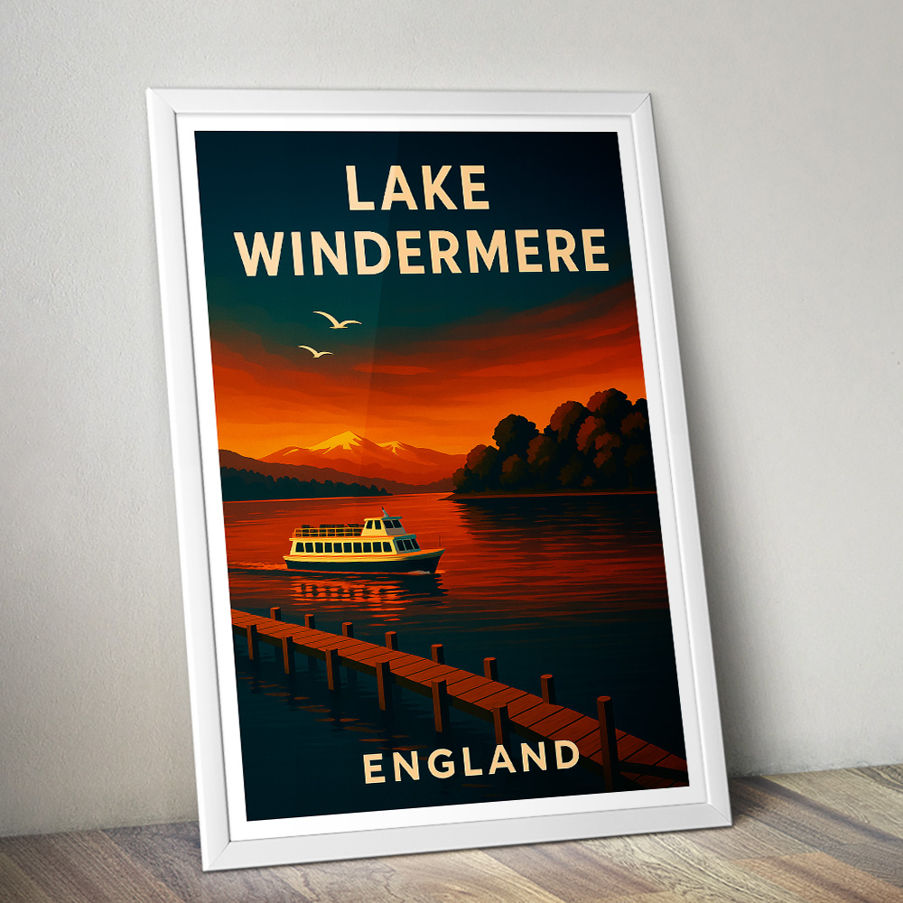 LAKE WINDERMERE AT SUNSET MINIMALIST TRAVEL POSTER NORTH WEST