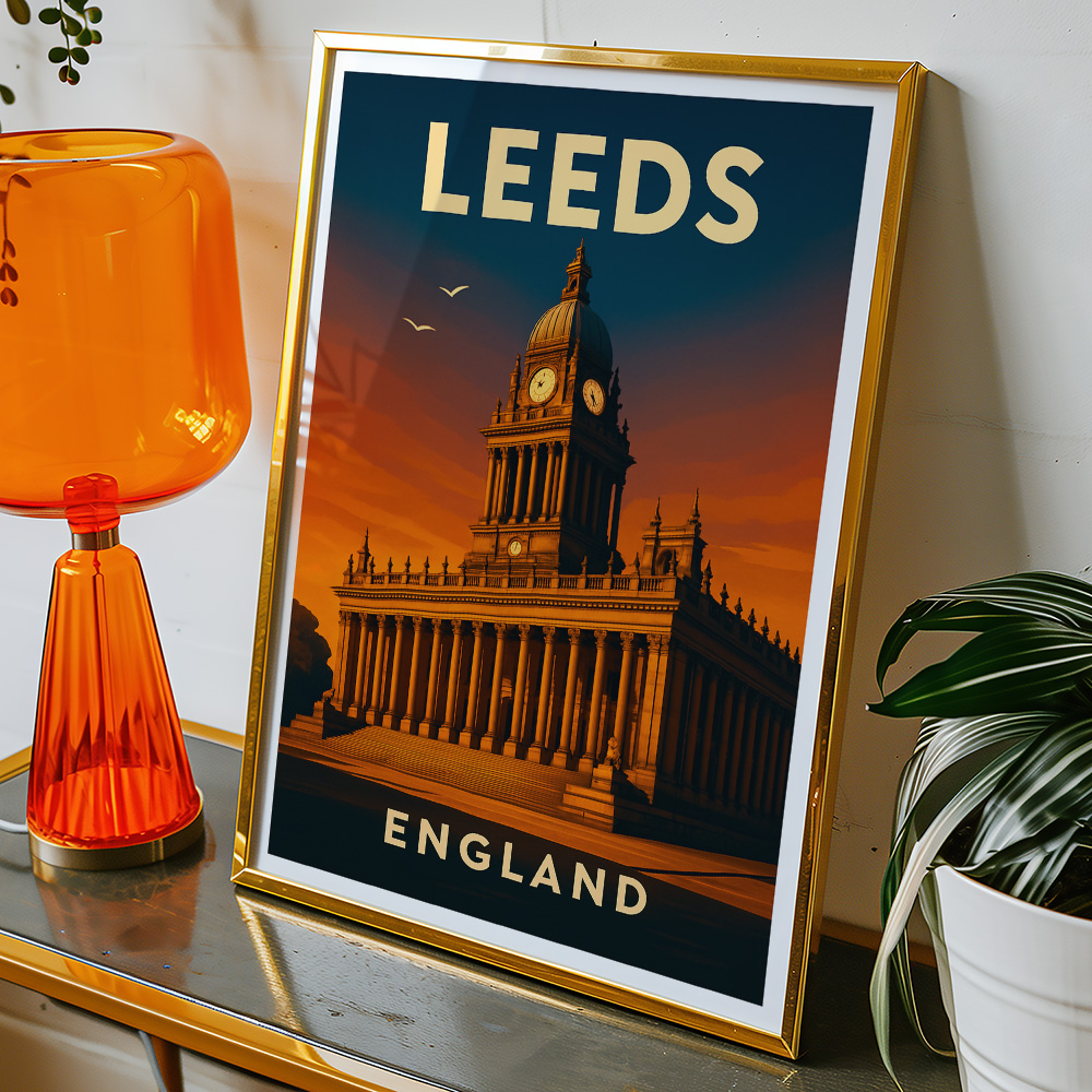 Alternative view of LEEDS TOWN HALL AT SUNSET MINIMALIST TRAVEL POSTER