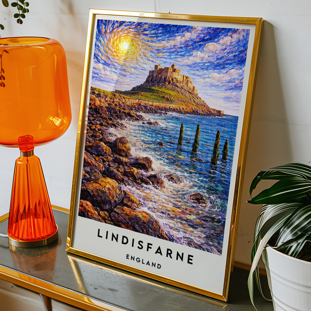 Alternative view of LINDISFARNE HOLY ISLAND VAN GOGH STYLE TRAVEL POSTER NORTH EAST