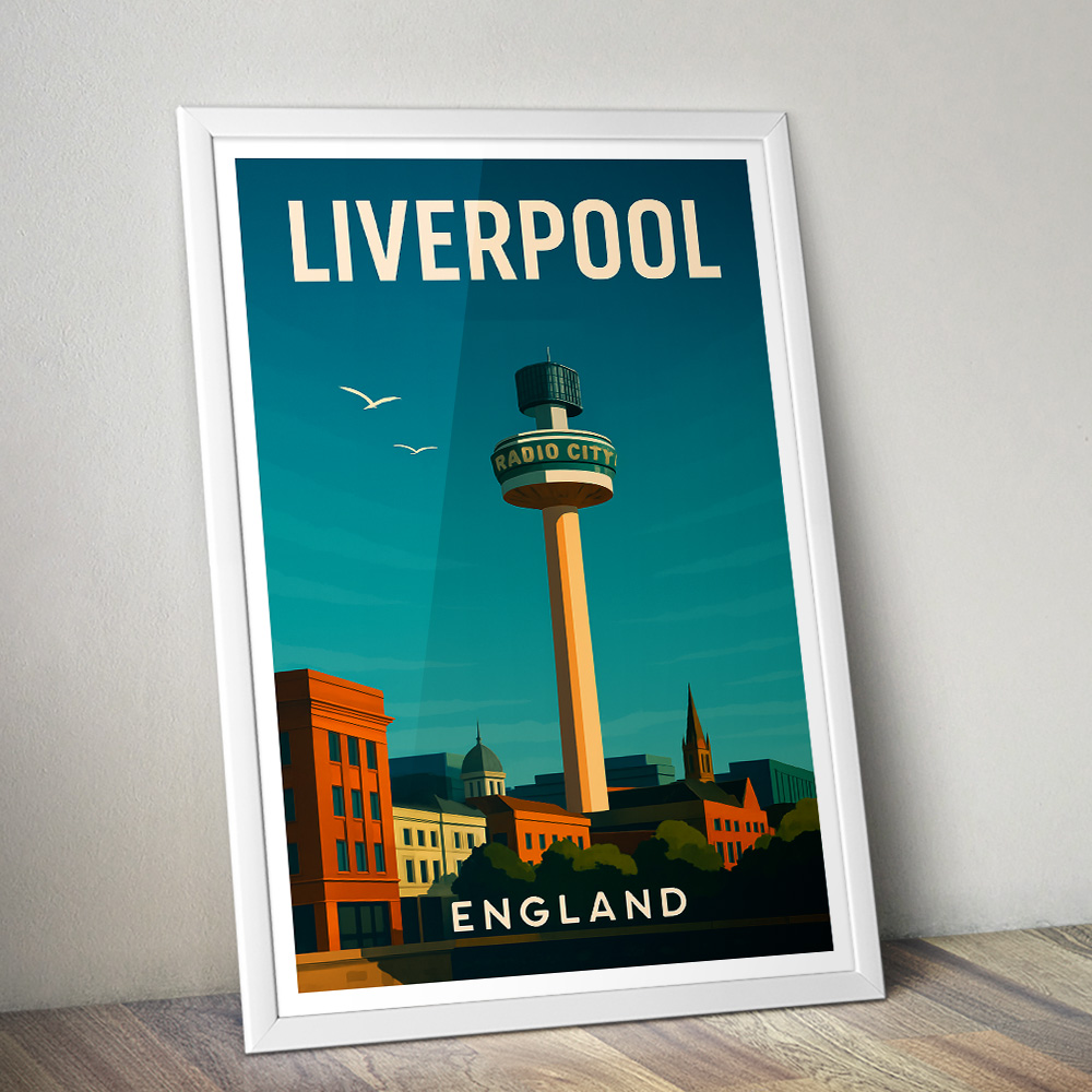 LIVERPOOL RADIO CITY TOWER MINIMALIST TRAVEL POSTER NORTH WEST