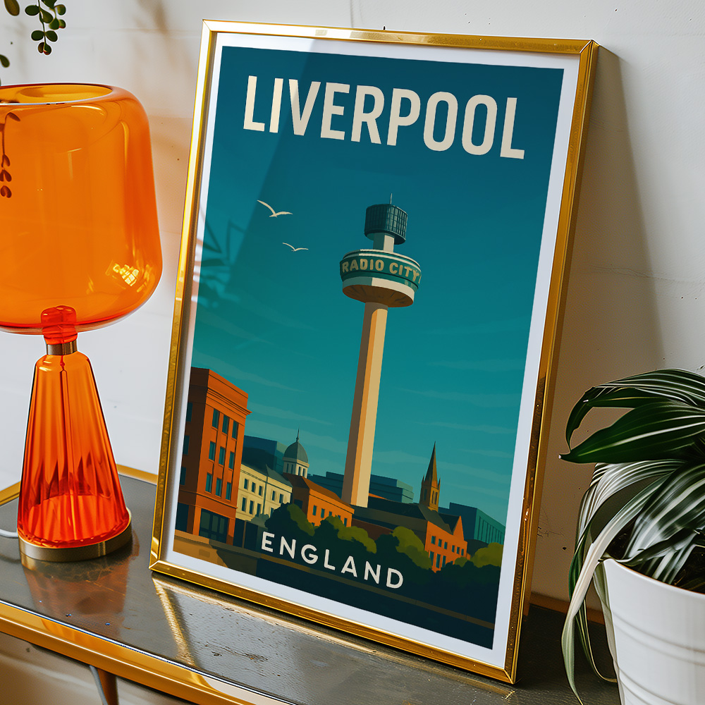 Alternative view of LIVERPOOL RADIO CITY TOWER MINIMALIST TRAVEL POSTER NORTH WEST