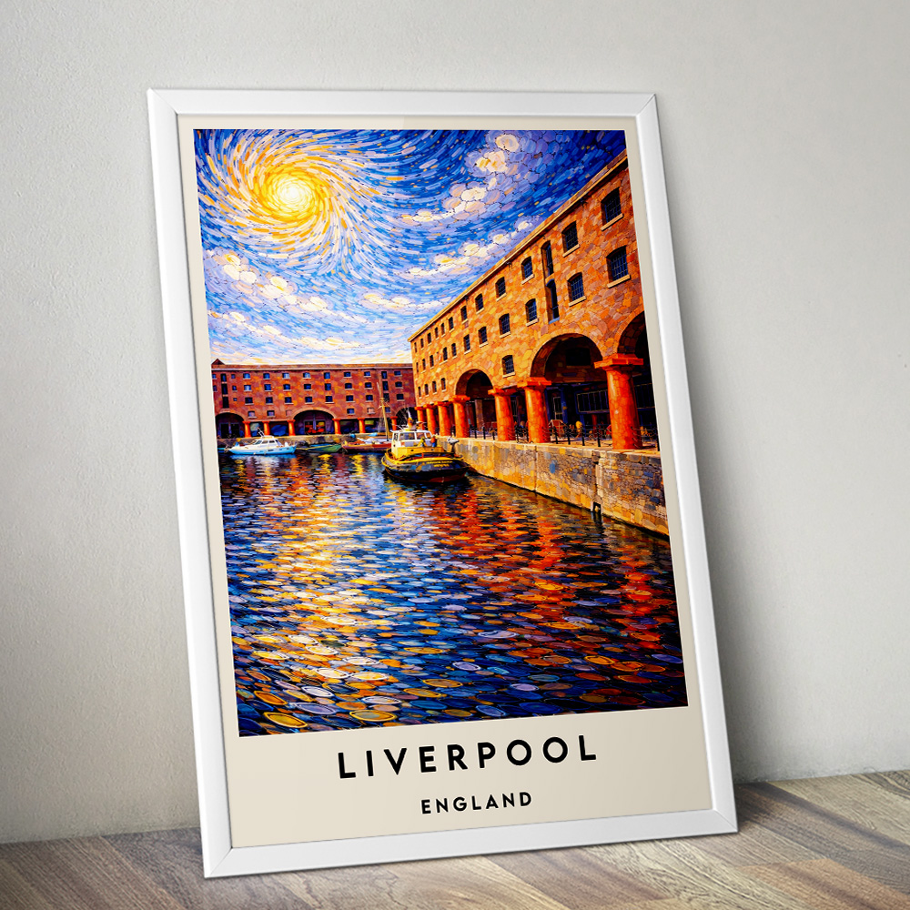 LIVERPOOL ROYAL ALBERT DOCK VAN GOGH STYLE TRAVEL POSTER NORTH WEST