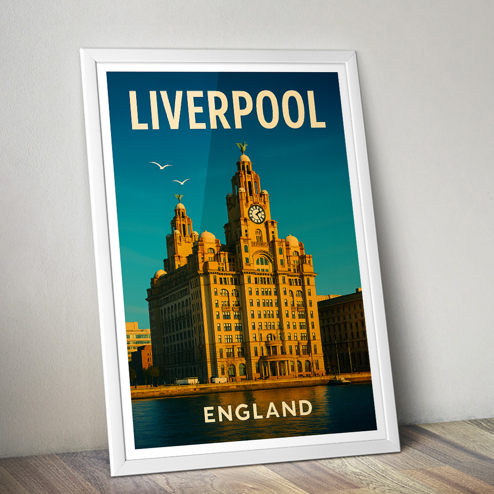 LIVERPOOL ROYAL LIVER BUILDING MINIMALIST TRAVEL POSTER NORTH WEST