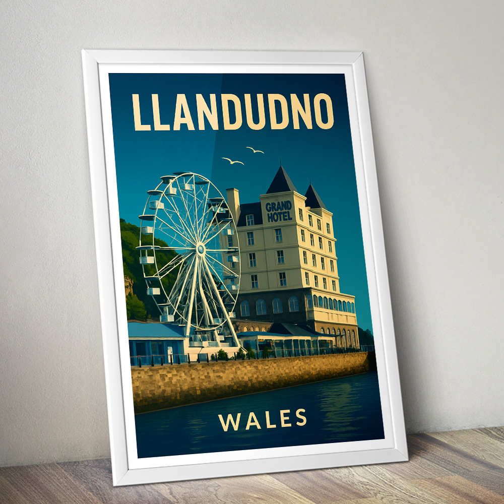 LLANDUDNO SEAFRONT MINIMALIST TRAVEL POSTER WALES