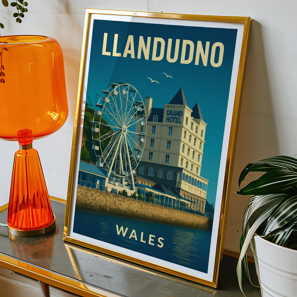 Alternative view of LLANDUDNO SEAFRONT MINIMALIST TRAVEL POSTER WALES