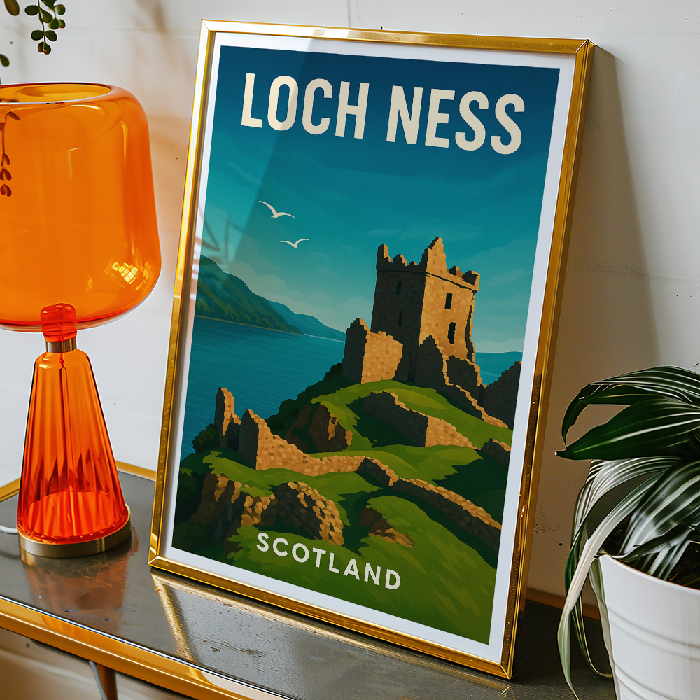 Alternative view of LOCH NESS AND URQUHART CASTLE MINIMALIST TRAVEL POSTER