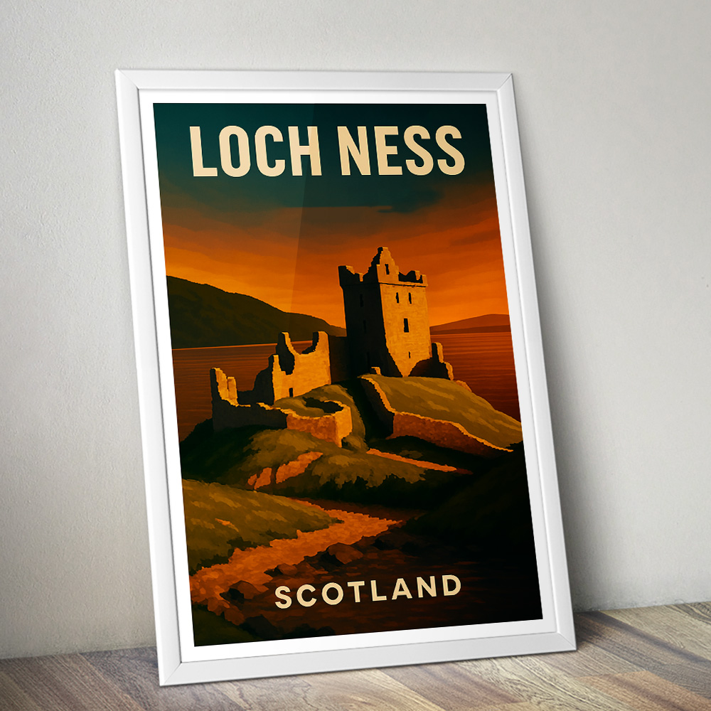 LOCH NESS AT SUNSET MINIMALIST TRAVEL POSTER