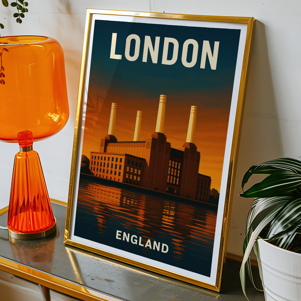 Alternative view of LONDON BATTERSEA POWER STATION AT SUNSET MINIMALIST TRAVEL POSTER