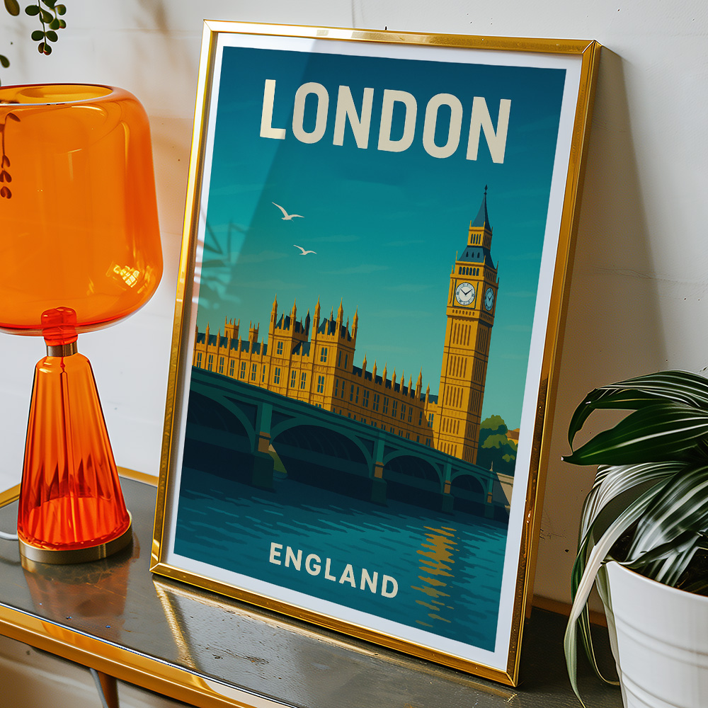Alternative view of LONDON BIG BEN AND PARLIAMENT MINIMALIST TRAVEL POSTER