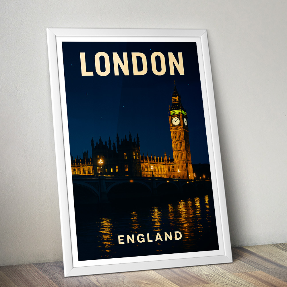 LONDON BIG BEN AT NIGHT MINIMALIST TRAVEL POSTER
