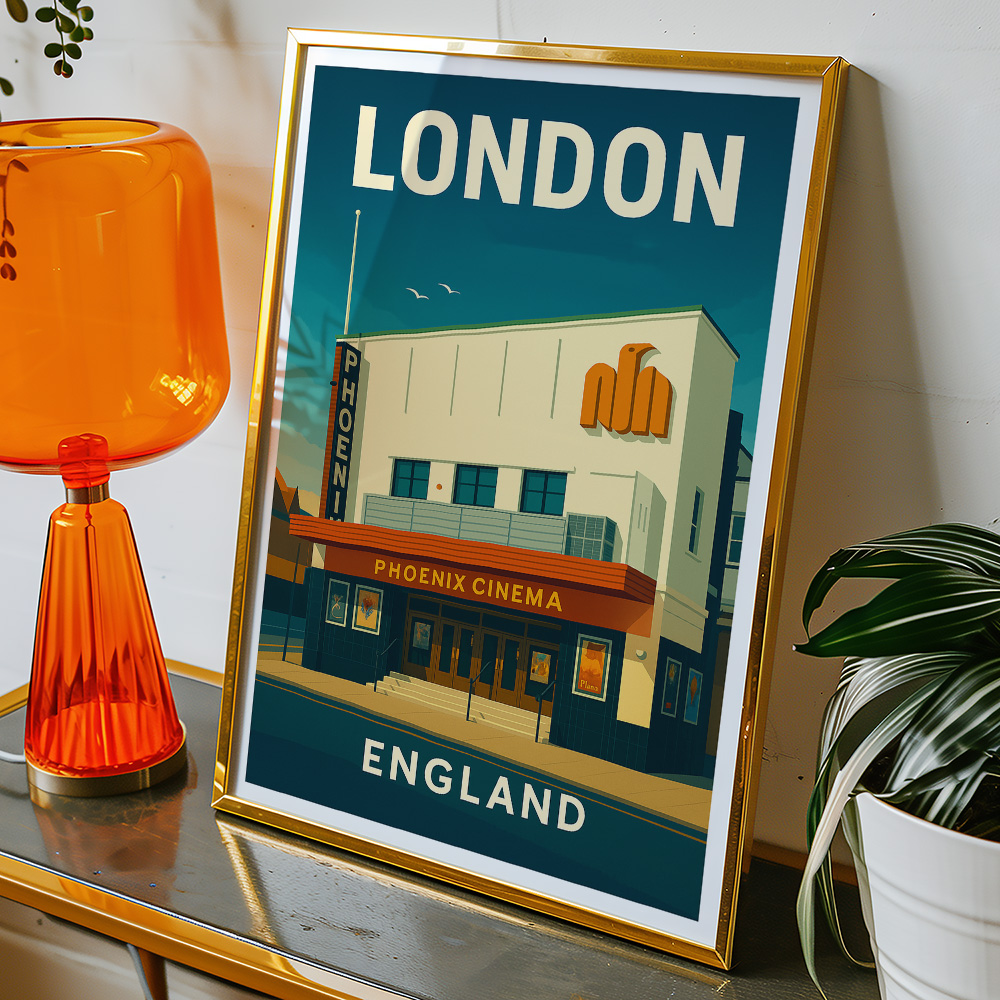 Alternative view of LONDON PHOENIX CINEMA MINIMALIST TRAVEL POSTER
