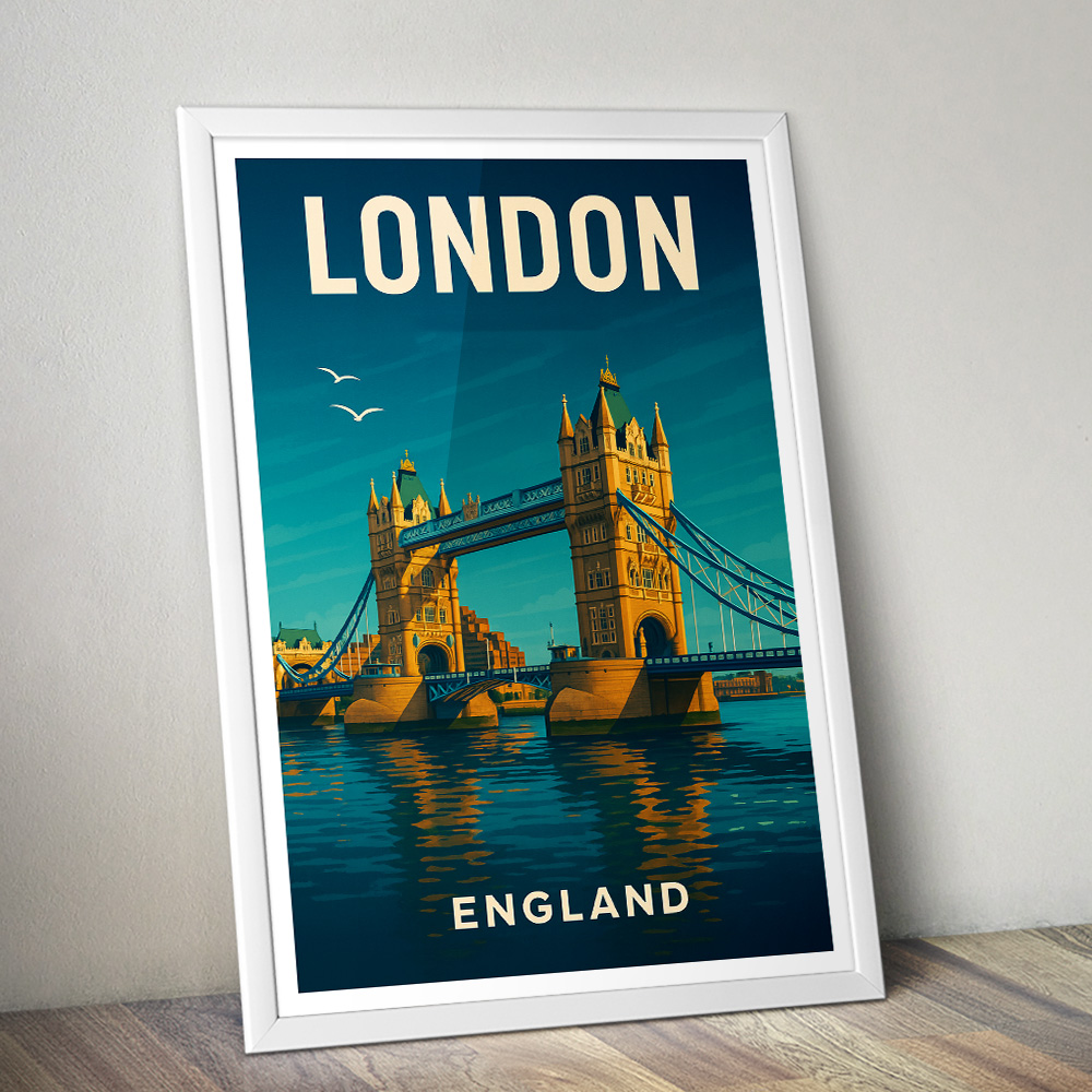 LONDON TOWER BRIDGE OVER THAMES MINIMALIST TRAVEL POSTER