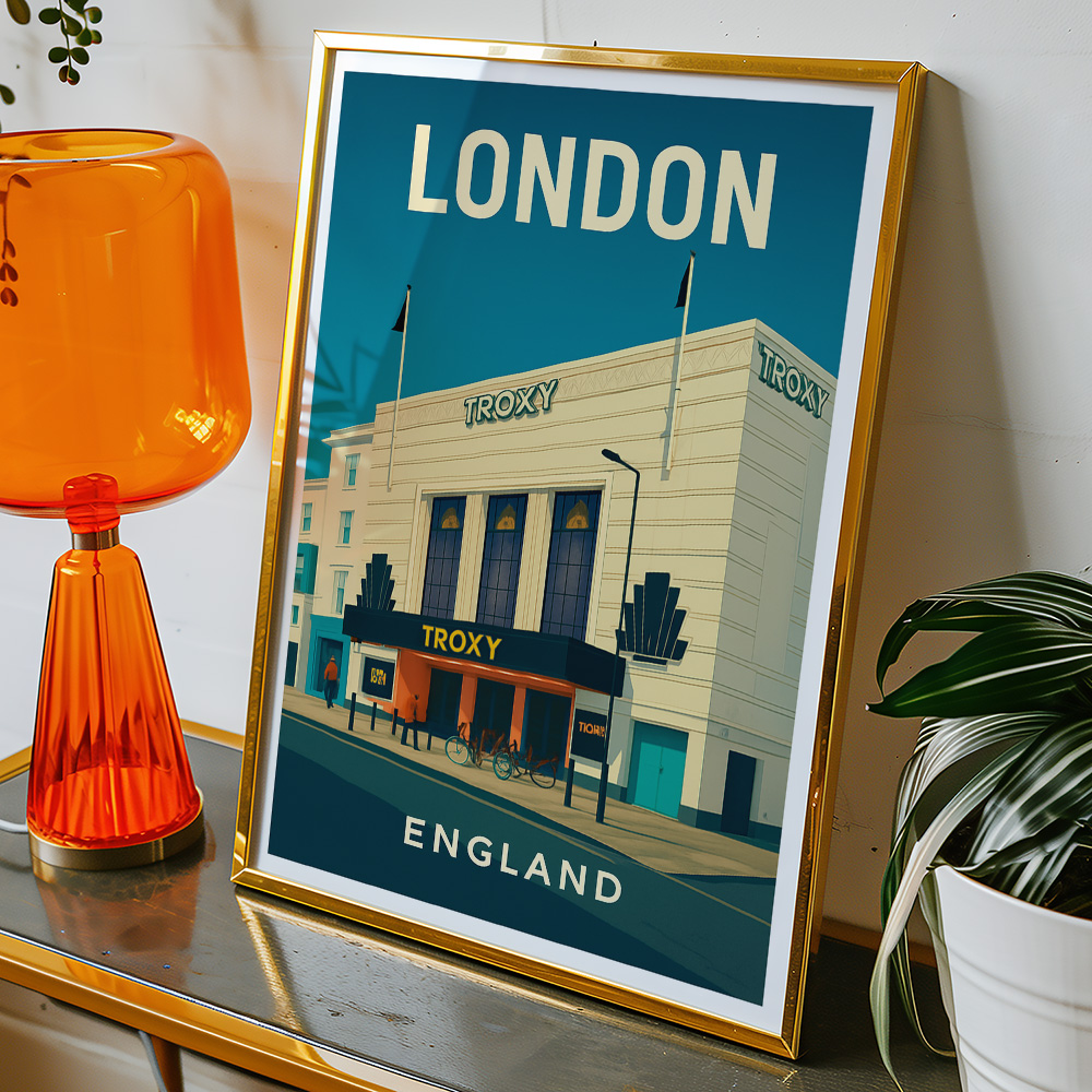 Alternative view of LONDON TROXY CINEMA MINIMALIST TRAVEL POSTER
