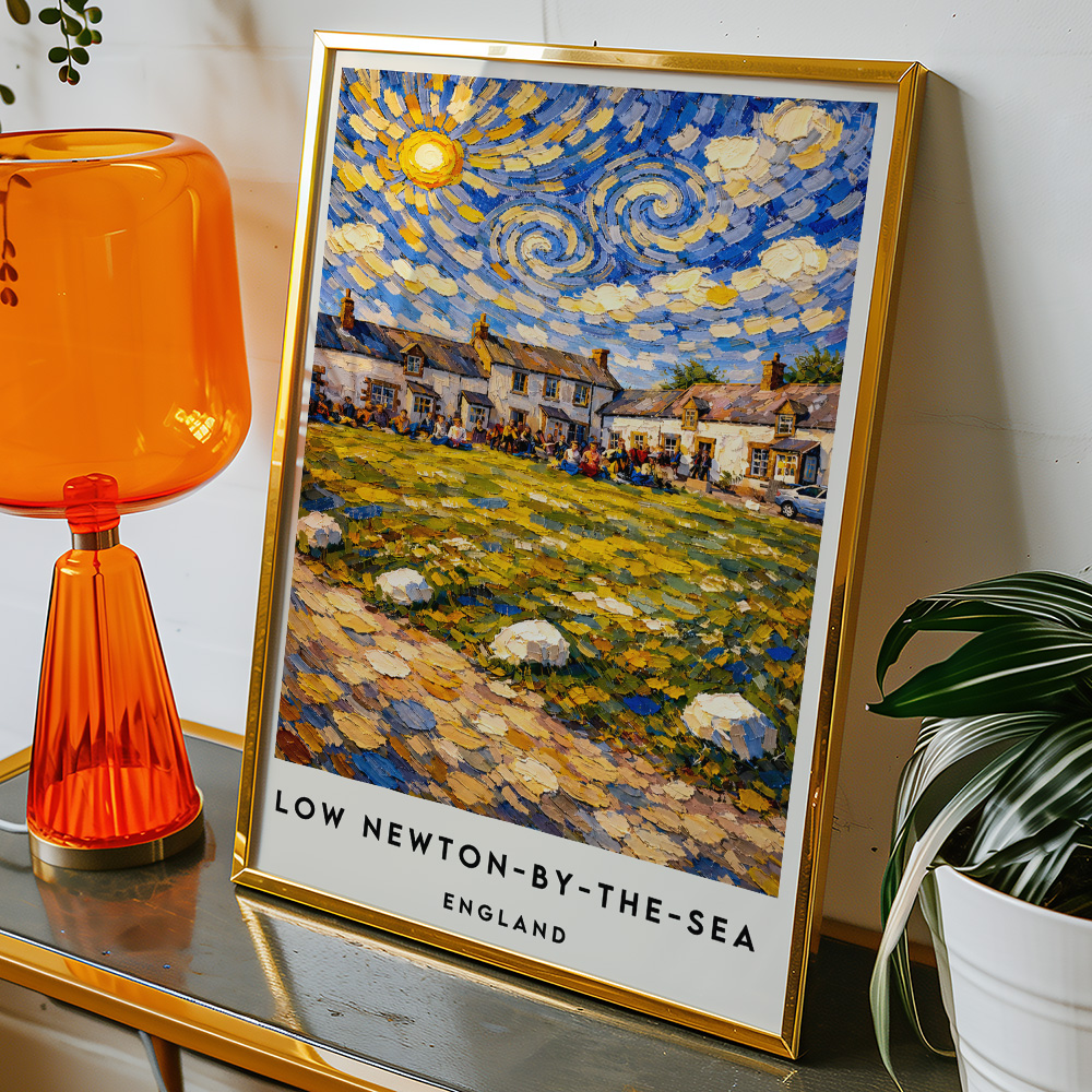 Alternative view of LOW NEWTON BY THE SEA PUB 2 VAN GOGH STYLE TRAVEL POSTER NORTH EAST