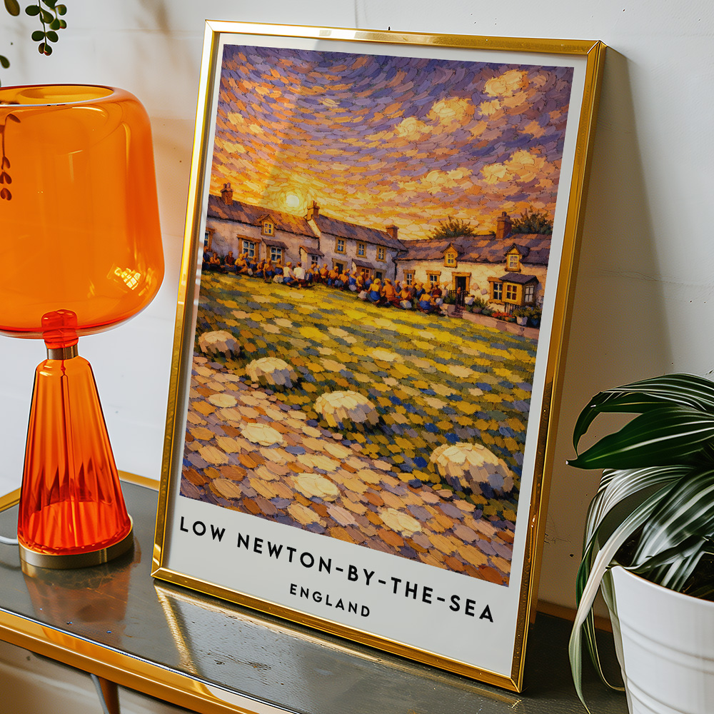 Alternative view of LOW NEWTON BY THE SEA PUB AT SUNSET VAN GOGH STYLE TRAVEL POSTER NORTH EAST