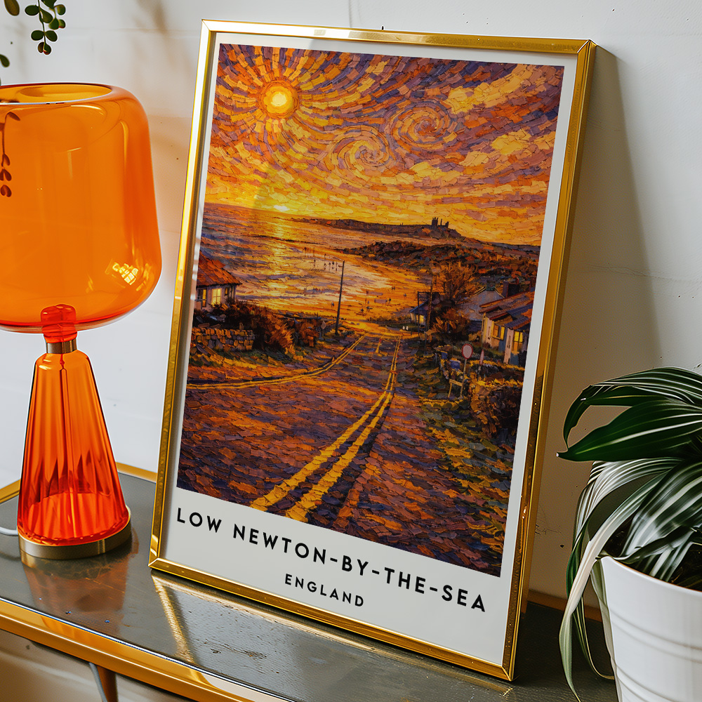 Alternative view of LOW NEWTON BY THE SEA AT SUNSET VAN GOGH STYLE TRAVEL POSTER NORTH EAST