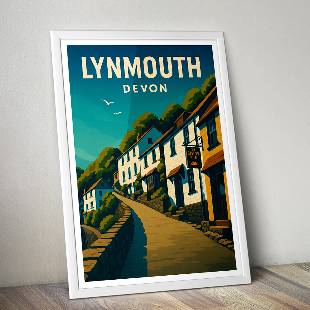 LYNMOUTH VILLAGE IN DEVON MINIMALIST TRAVEL POSTER