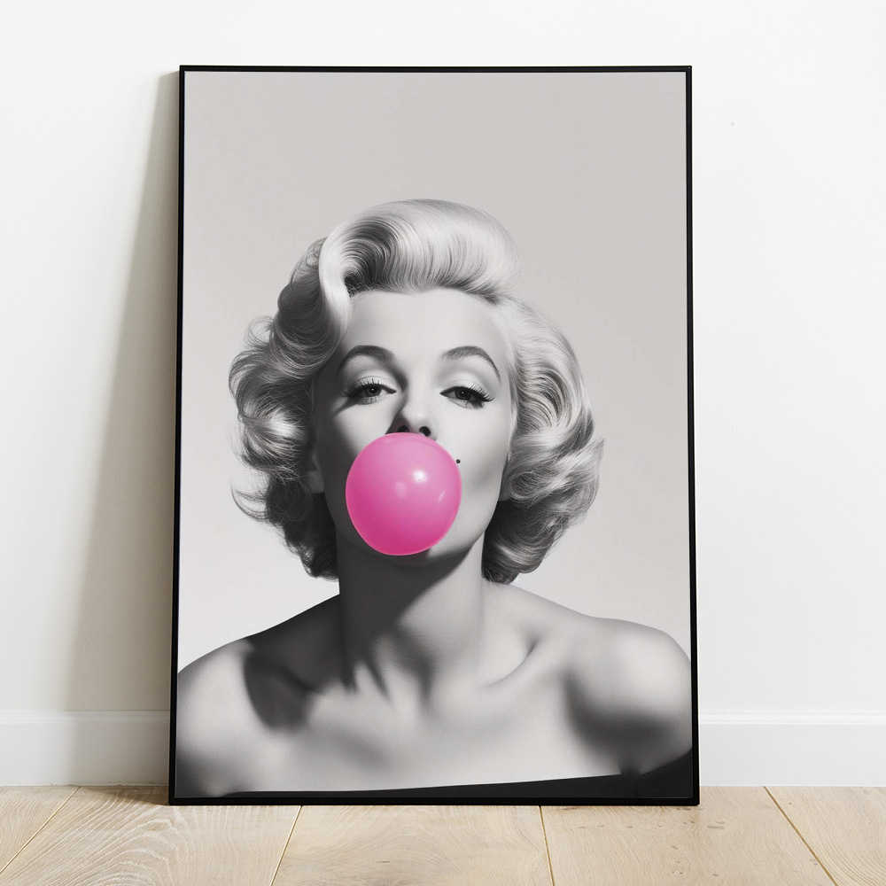MARILYN BLACK WHITE BUBBLEGUM BOLD AND MAXIMALIST POSTER