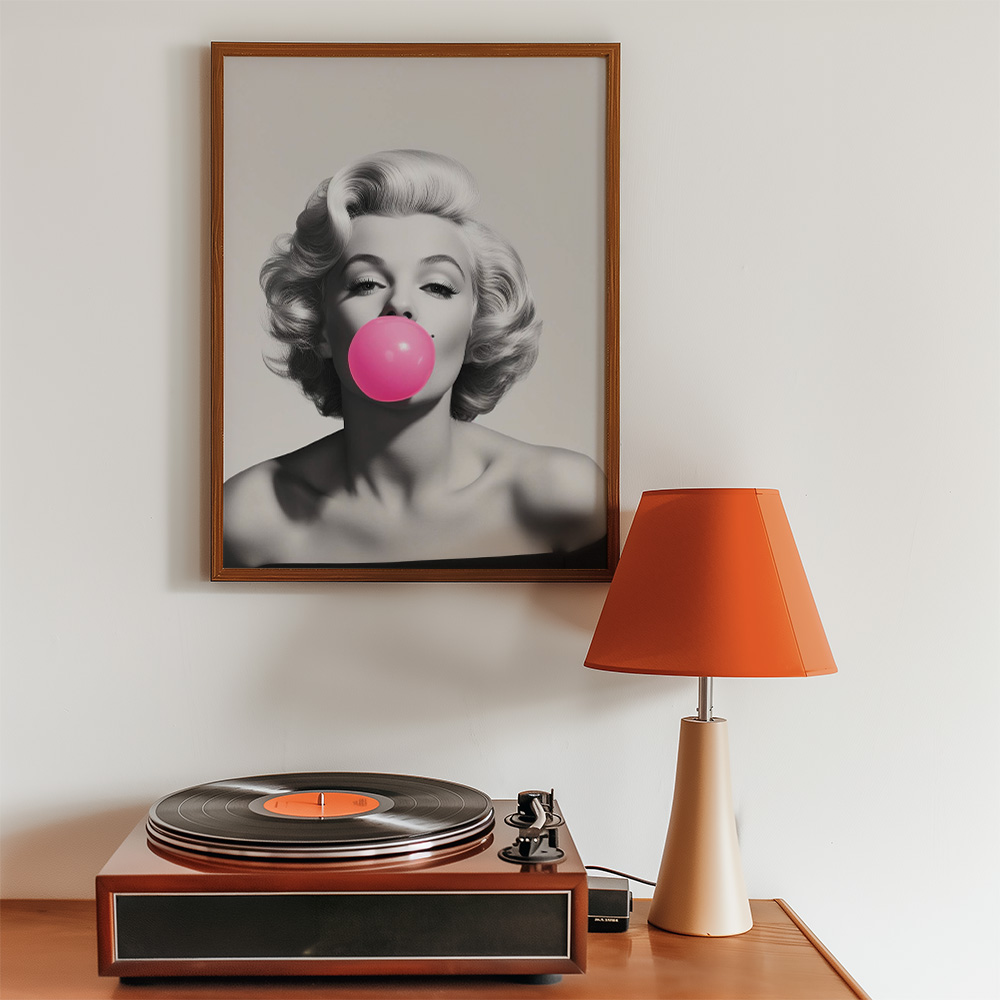 Alternative view of MARILYN BLACK WHITE BUBBLEGUM BOLD AND MAXIMALIST POSTER