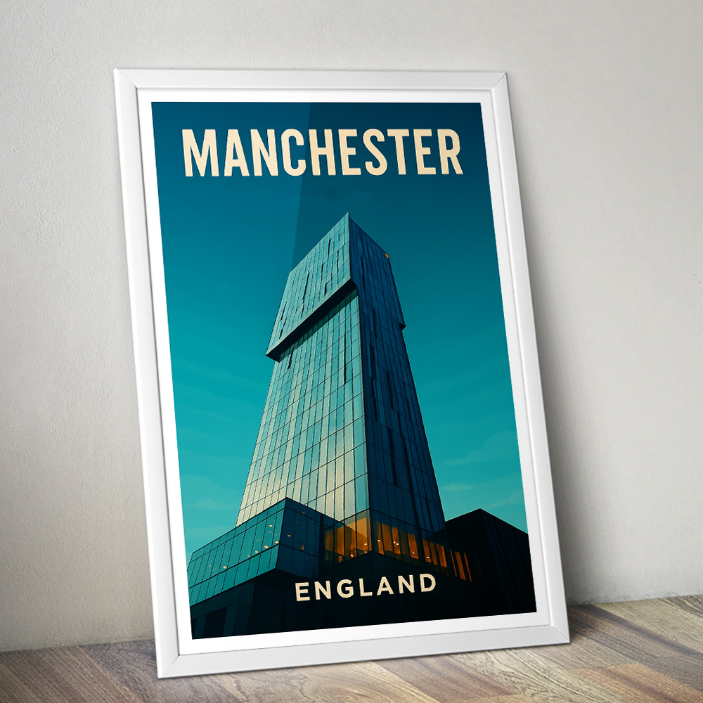 MANCHESTER BEETHAM TOWER MINIMALIST TRAVEL POSTER NORTH WEST