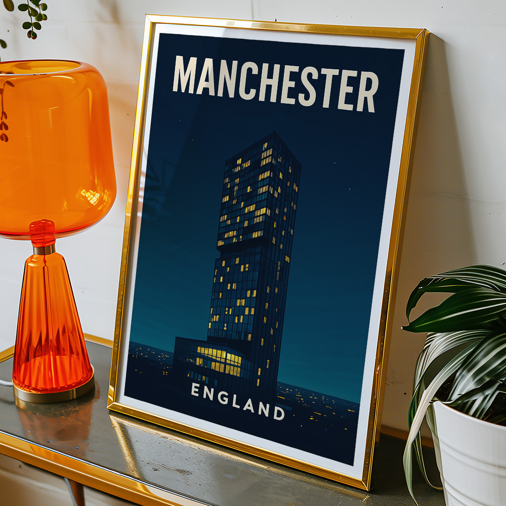 Alternative view of MANCHESTER BEETHAM TOWER AT NIGHT MINIMALIST TRAVEL POSTER NORTH WEST