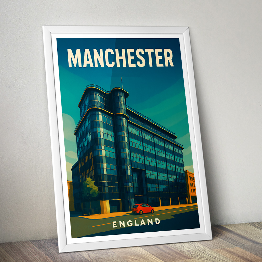 MANCHESTER DAILY EXPRESS BUILDING MINIMALIST TRAVEL POSTER NORTH WEST