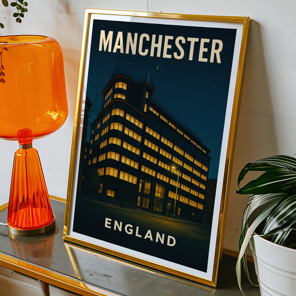Alternative view of MANCHESTER DAILY EXPRESS BUILDING AT NIGHT MINIMALIST TRAVEL POSTER NORTH WEST