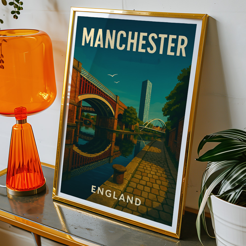 Alternative view of MANCHESTER CANAL VIEW MINIMALIST TRAVEL POSTER NORTH WEST