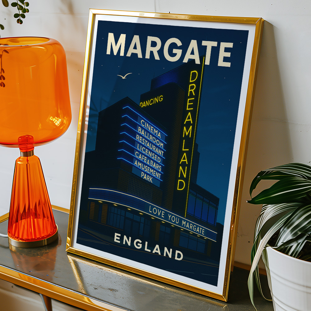 Alternative view of MARGATE DREAMLAND AT NIGHT MINIMALIST TRAVEL POSTER