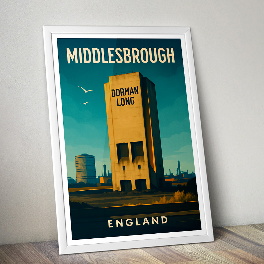 MIDDLESBROUGH DORMAN LONG TOWER MINIMALIST TRAVEL POSTER NORTH EAST