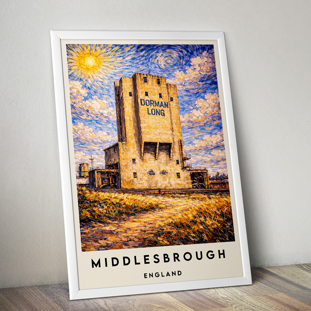 MIDDLESBROUGH DORMAN LONG TOWER VAN GOGH STYLE TRAVEL POSTER NORTH EAST